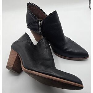 Frye Reed Scallop Boots Size 7 Black Leather Ankle Bootie Festival Boho